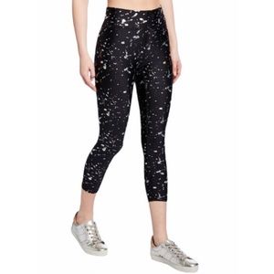 NWT terez foil paint splatter silver metallic carpi leggings Small